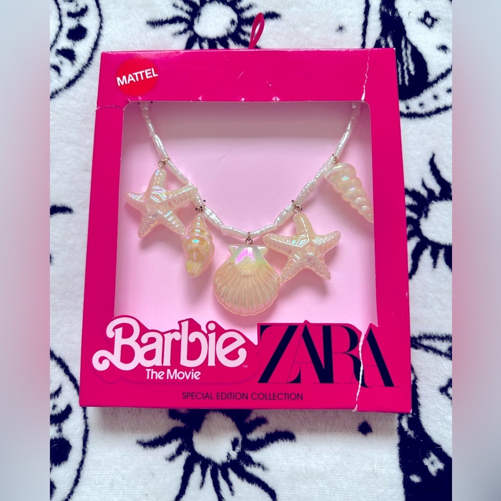 New ZARA X Barbie the Movie Pearl Sea Shell Necklace Rare Sold out !